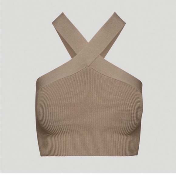 Like new! Babaton Sculpt Knit Criss Cross Cropped Tank - Taupe - Picture 4 of 10